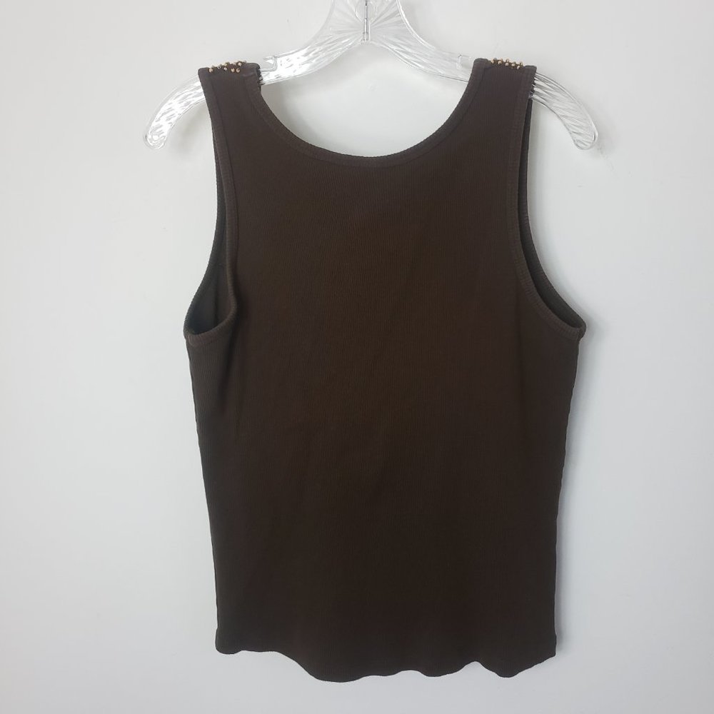 STO Women's Chocolate Sequined Scoop Neck Cotton Shell Shirt Blouse Tank Top - Picture 6 of 11